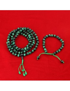 Green tiger eye beads Mala and yoga bracelet, root chakra, good understanding stone, semi-precious gemstone, Buddhist, threaded