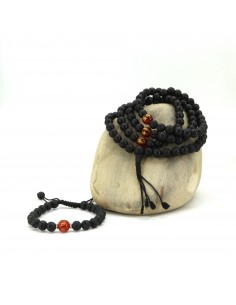 Lava Japa Mala and Bracelet Set/ Chanting Beads, buddhist beads, mantras, meditation,  Anxiety reduction, unisex relief 2