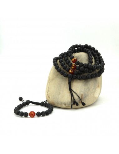 Lava Japa Mala and Bracelet Set/ Chanting Beads, buddhist beads, mantras, meditation,  Anxiety reduction, unisex relief