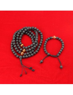 Lava Japa Mala and Bracelet Set/ Chanting Beads, buddhist beads, mantras, meditation,  Anxiety reduction, unisex relief