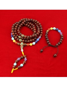 Sandalwood 7 Chakra Japa Mala and Bracelet Set/ Chanting Beads, the Root Chakra, also known as the Sacral Chakra, plexus chakra