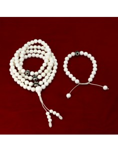 Conch shell Mala and yoga bracelet, power and control, Buddhist auspicious sign, thread beaded, Natural conch shell beaded japa