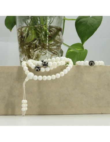 Conch shell Mala and yoga bracelet, power and control, Buddhist auspicious sign, thread beaded, Natural conch shell beaded japa