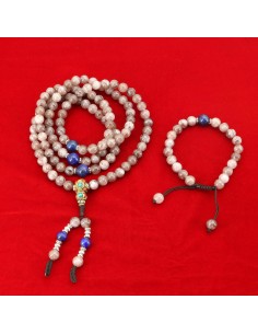 Unakite Japa Mala and Bracelet Set/ Prayer Beds, chanting beads, third eye and heart chakra stone,useful for depression,insomnia