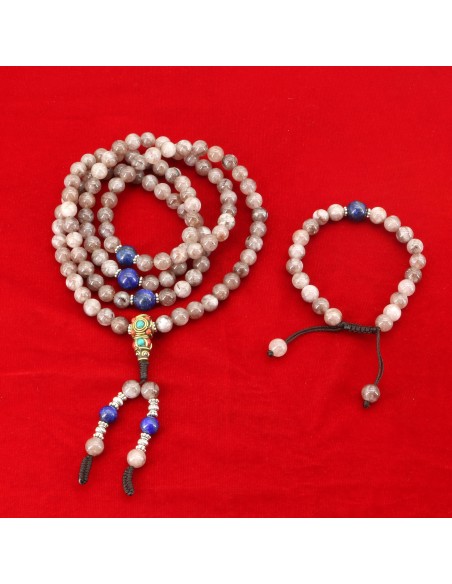 Unakite Japa Mala and Bracelet Set/ Prayer Beds, chanting beads, third eye and heart chakra stone,useful for depression,insomnia