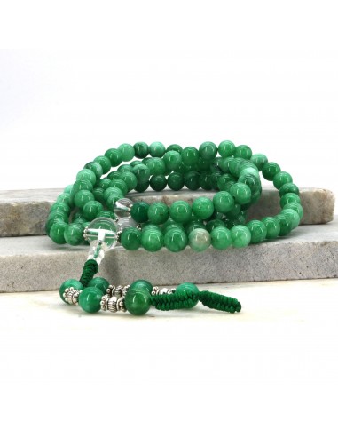 Green Jade Japa Mala and Bracelet Set/ Prayer Beads, 108 beads japa and 22 beads bracelet, heart chakra malas, meditation chants