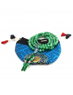 Green Jade Japa Mala and Bracelet Set/ Prayer Beads, 108 beads japa and 22 beads bracelet, heart chakra malas, meditation chants
