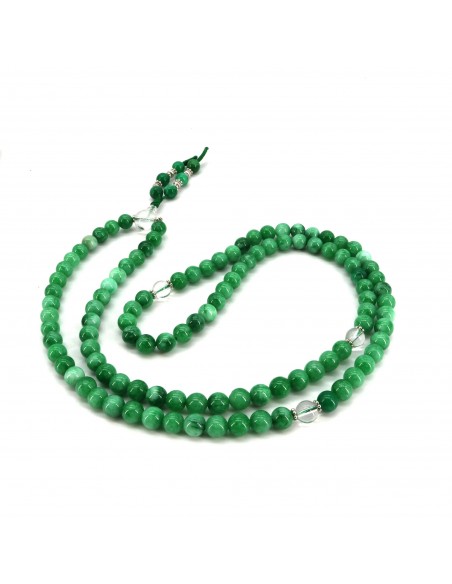Green Jade Japa Mala and Bracelet Set/ Prayer Beads, 108 beads japa and 22 beads bracelet, heart chakra malas, meditation chants