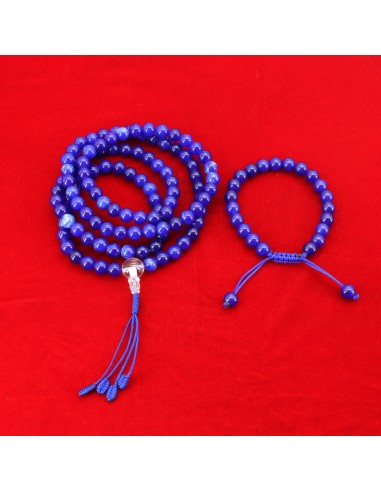 Blue Agate Japa Mala and Bracelet Set/Prayer, chanting beads, provide 'emotional facelifts', utilized for healing, 108 beads