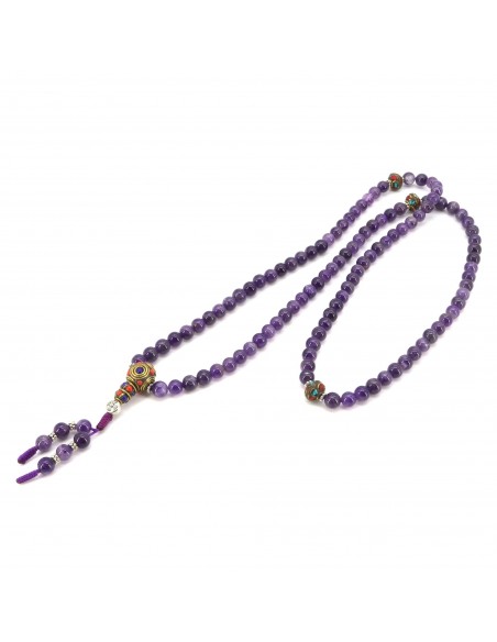 The relaxing energy prayer beads amethyst Japa mala set, balance mind and emotions, reducing fear, anger, sadness, and anxiety