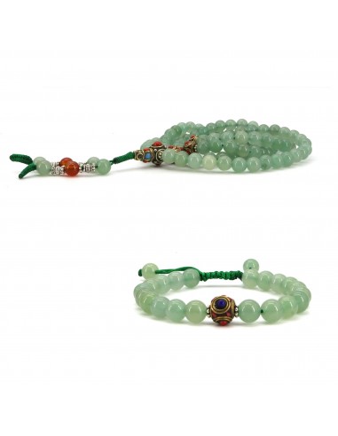 Heart chakra aventurine 108 Japa mala and bracelet set, chanting mantras, reducing professional anxiety issues, clarity of mind