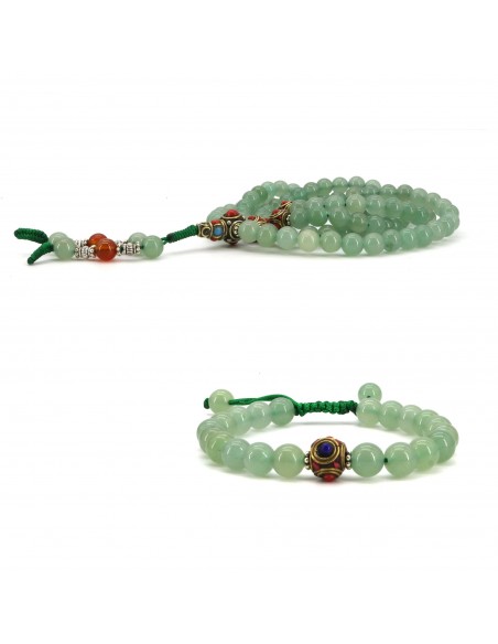 Heart chakra aventurine 108 Japa mala and bracelet set, chanting mantras, reducing professional anxiety issues, clarity of mind