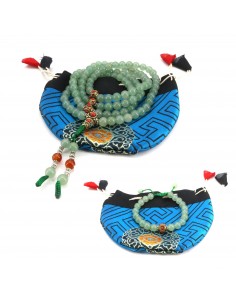 Heart chakra aventurine 108 Japa mala and bracelet set, chanting mantras, reducing professional anxiety issues, clarity of mind