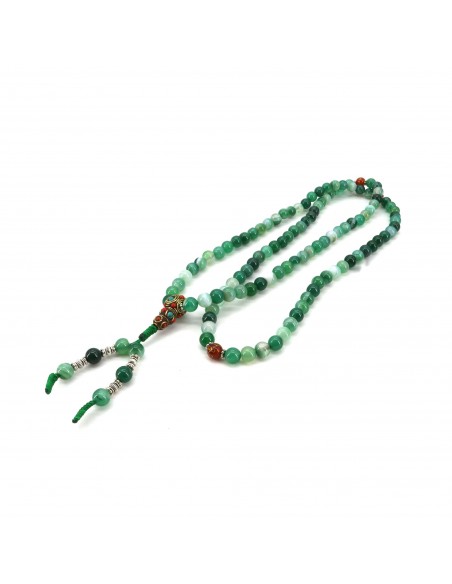 Heart chakra 108 good balancing characterise green agate japa mala and prayer beads, support digestive system,yoga gift,healing