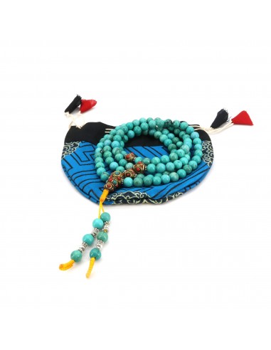 Turquoise Japa mala and adjustable bracelet set, tibetan turquoise handmade mala and bracelet, healing necklace, inner peace jap