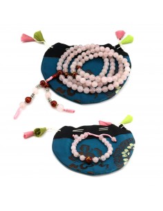 108 beads Pink color of Rose Quartz tibetan Japa mala and wrist band, brings happiness, passion, pleasure, peace of mind bead