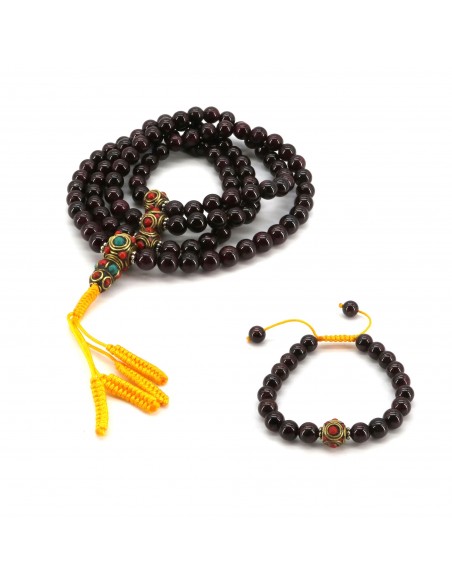 Sacral chakra garnet Japa mala and wrist band beads, 108 foundations of creativity necklace, incredible passion chakra, prayer