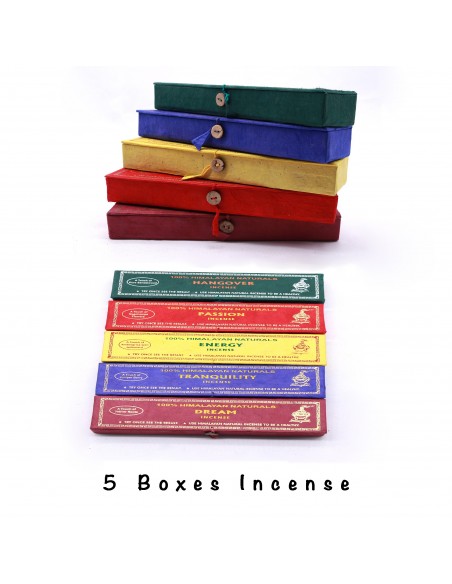 100% Himalayan Naturals 5 Boxes Mix Tibetan Incense, handover, passion, energy incense, tranquility incense, dream i