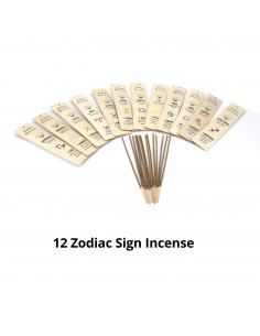 Aries, Taurus, Gemini, Cancer, Leo, Virgo, Libra, Scorpio, Sagittarius, Capricorn,  Aquarius and Pisces zodiac stick incense.