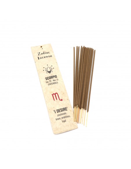Aries, Taurus, Gemini, Cancer, Leo, Virgo, Libra, Scorpio, Sagittarius, Capricorn,  Aquarius and Pisces zodiac stick incense.