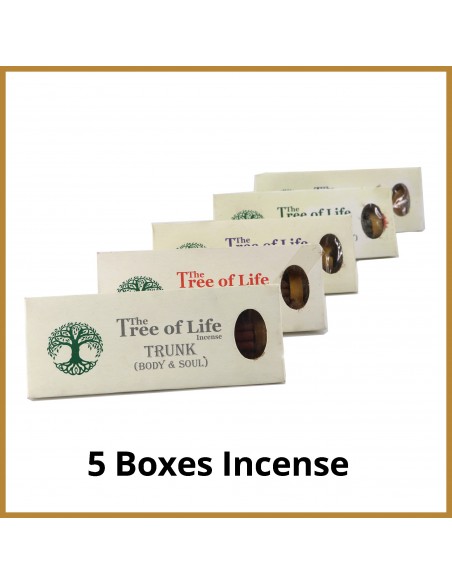 5 incense, roots good fortune, trunk body and soul, leaves peace and prosperity,branches knowledge and learn,fruit stress relief