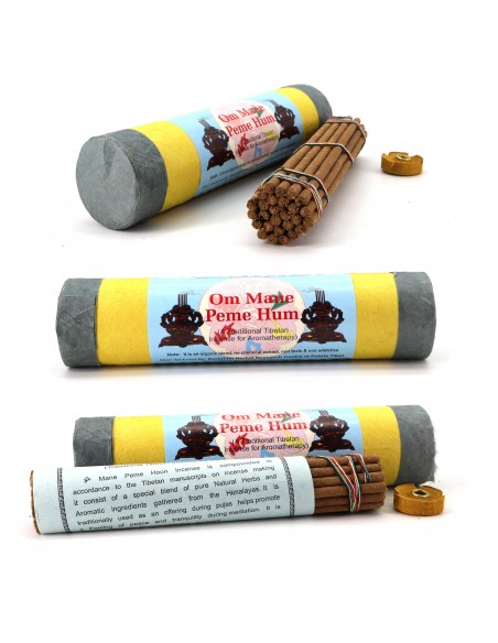 3 different incense in tube, om mane peme hum, tibetan meditation incense and dalai lama's blessing incense, offering incense, h