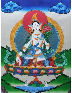 White tara long-life, healing, compassion, health, Thangka, cotton canvas, Mantra, Spirituality, Enlightenment 2