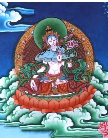 Tse Lha Nam Sum Pure Gold Tibetan thangka, Chhela Nam Sum Thangka, Avalokiteshvara, full gold painting, painting gift, Love