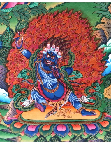 Tse Lha Nam Sum Pure Gold Tibetan thangka, Chhela Nam Sum Thangka, Avalokiteshvara, full gold painting, painting gift, Love