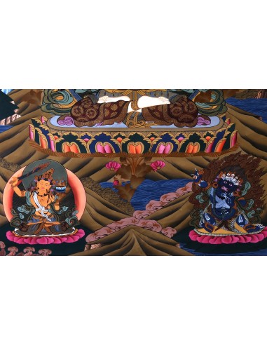 Rig sum Gonpa Thangka Traditional Tibetan Buddhist 36x26" Painting, Rig Sum Gonpa Jampeyang(Manjushree), Chenresig(Avalokiteshva