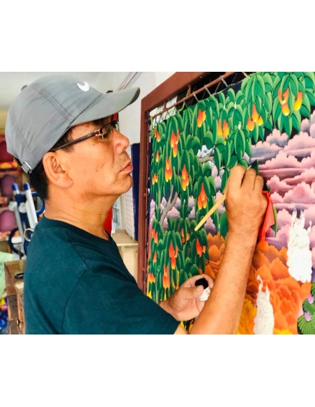 Tse Lha Nam Sum with Amitayus, Amitayus deity of longevity, White Tara (Drolkar),  Ushnishavijaya (Namgyalma), compassionate god