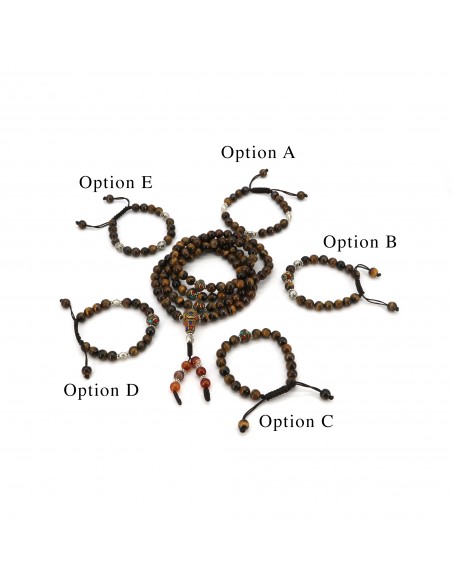 Tiger eye Japa mala and heart chakra bracelet beads, 108 beads, 22beads, Gemini's astrological gemstone, love and compassion,