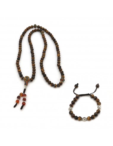 Tiger eye Japa mala and heart chakra bracelet beads, 108 beads, 22beads, Gemini's astrological gemstone, love and compassion,