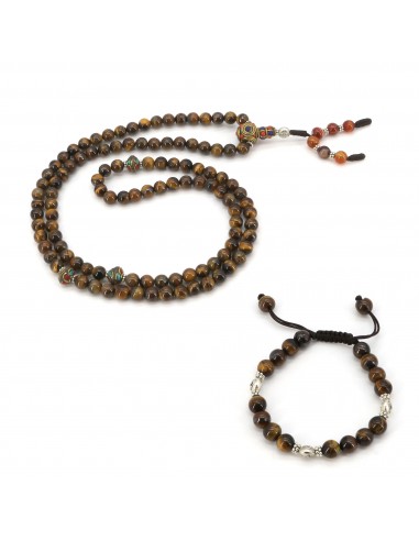 Tiger eye Japa mala and heart chakra bracelet beads, 108 beads, 22beads, Gemini's astrological gemstone, love and compassion,